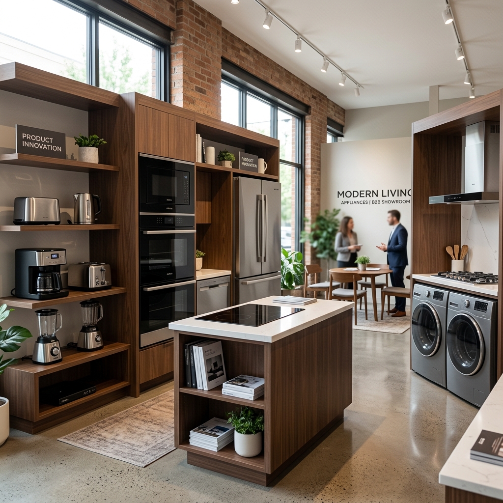 A variety of home appliances neatly arranged